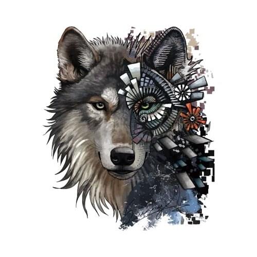 13CM*15CM Personalized Mechanical Wolf Head Car Sticker Funny Auto Decorative PVC Decal