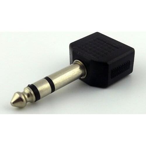 2pcs 6.35mm 1/4" Male Stereo Plug To 2 Dual 3.5mm Female Y Splitter Adapter Connector