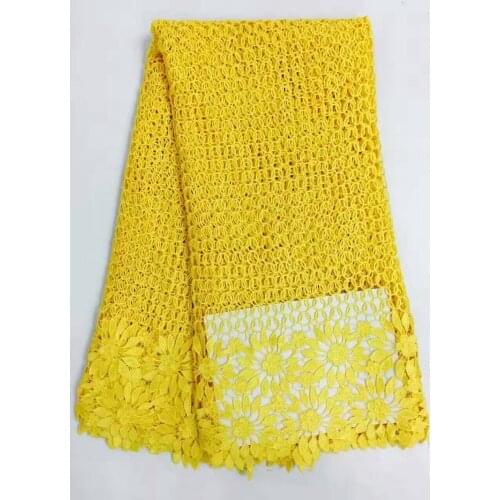 2016 new collection cotton african lace / cord lace / chemical guipure lace fabric with high quality yellow color