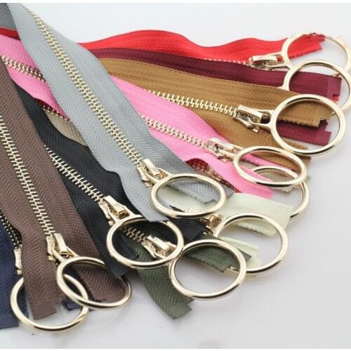 10 Pcs/lot Metal Zipper Single Open End Zip with Ring Slider Pull Puller for Clothing Jacket Coat Sewing Accessories