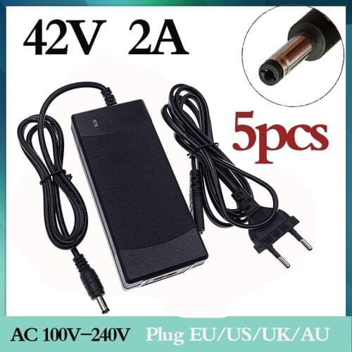 5 PCS 42V 2A charger input 100-240VAC lithium-ion Li-poly charger for 10 Series 36V electric bike battery charger