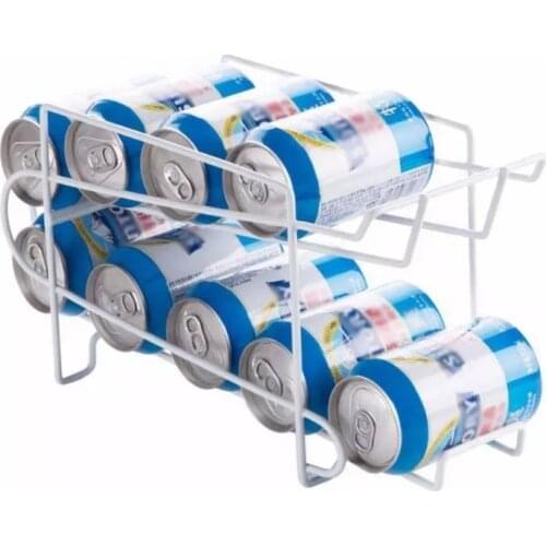 White Double-layer Rack Holder Organize Storage Refrigerator Drink Kitchen Fridge Beer Rack Beverage Dispenser Bin Tool Dropship