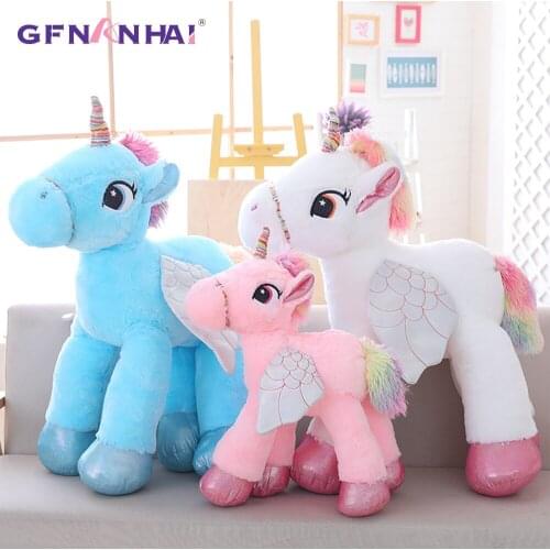 Large licorne Cute Pink Blue White Unicorn Doll Plush Toy Stuffed unicornio animal toys for children girl Birthday Gift 60/90