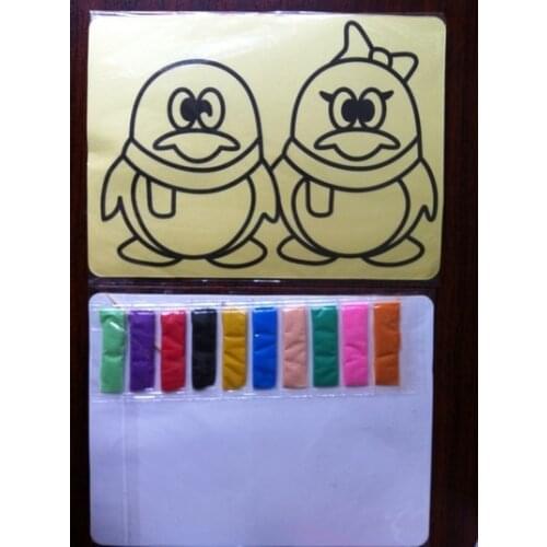 Color Sand art kit for children 15x21cm yellow sticker card with 10 bags of color sand(about 2g each color)