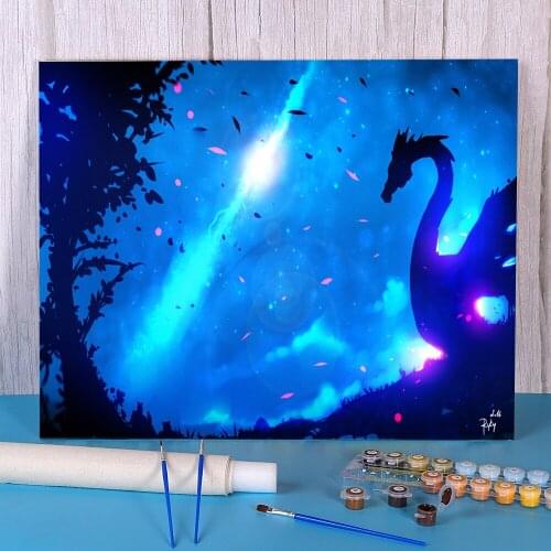 Scenery Dragon Sign Coloring By Numbers Painting Complete Kit Oil Paints 40*50 Picture By Numbers Photo Handicraft