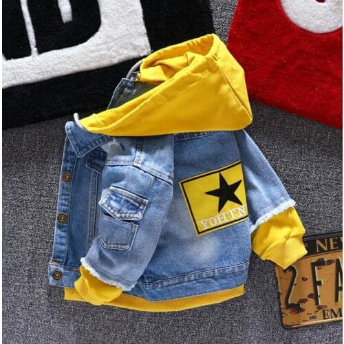 Boy girl Denim Jackets kids jeans coat Children splice Outerwear clothing Spring Autumn boy hooded sport Clothes For 1-6T