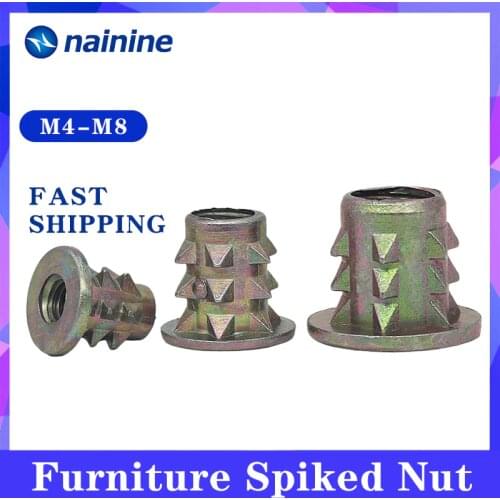 [M4 M5 M6 M8] Flange Head Zinc Alloy Thread For Wood Insert Spiked Nut Furniture Link Nuts