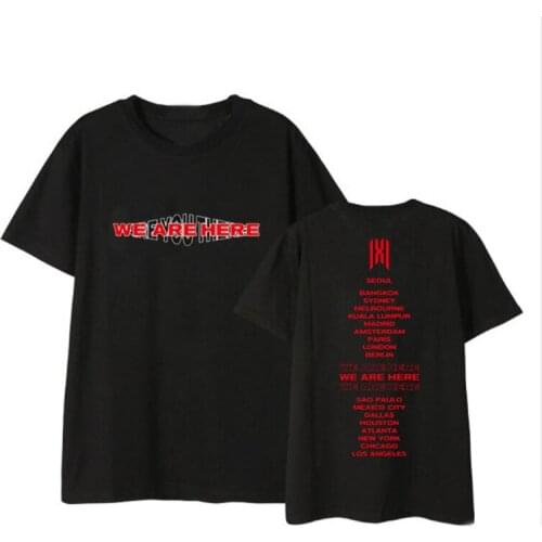 Kpop Monsta X We Are Here World Tour City Names Printing O-neck T Shirt Unisex Fashion Summer Short Sleeve T-shirt Size XXS-XXL