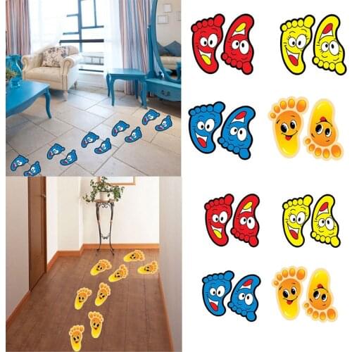 Hot 2PCS/Set Wall Stickers Cartoon Cute Feeted Shape Children BabyLadder Kindergarten Footprints Popular Home Decoration