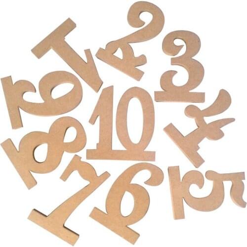 Table Number Card Wooden Digital Wedding Props Ornaments Wooden Wedding Table Number Plates Crafts DIY Creative Decoration A Set