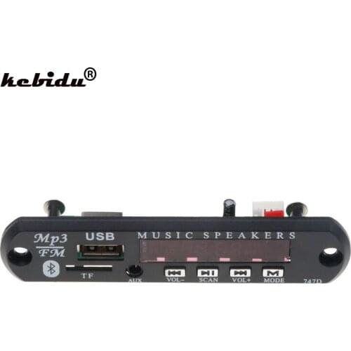 Kebidu New MP3 WMA Decoder Board Wireless Bluetooth Audio Module USB TF FM Radio 5V 12V for Car Build in Car Speaker MP3 Player