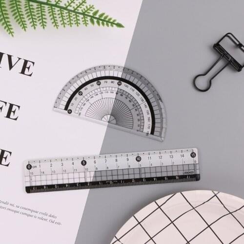 4Pcs Student Drawing Squares Triangle Ruler Protractor Maths Geometry Stationery 1XCE