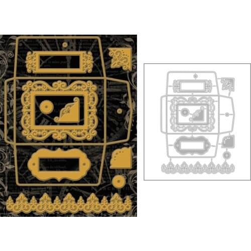 2020 Hot New Rectangle Box and Corner Banner Lace Background Metal Cutting Dies For Scrapbooking Foil Card Paper Making no stamp