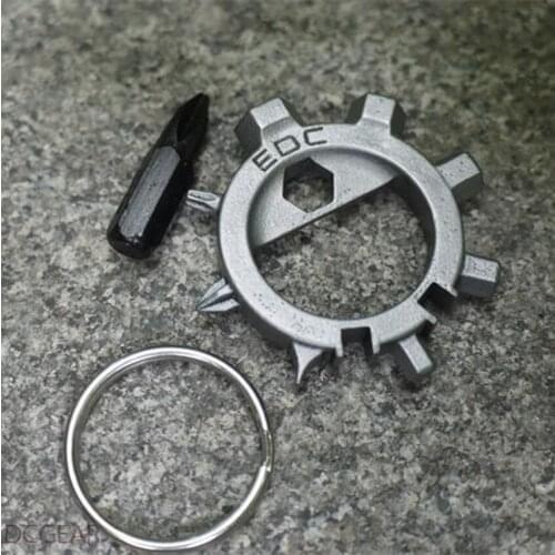 Multi function stainless steel EDC toos 12 function screwdriver key ring bottle opener bicycle adjust tools