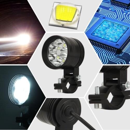 Motorcycle Spotlights Led Battery Motorcycle Lamp Spotlight Lens 4/6 LED Headlights 6500k Motorcycle Parts