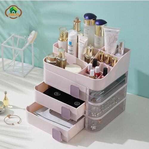 MSJO Makeup Organizer Storage Box Plastic Drawer for Desktop/Bathroom/Office Makeup Brush Jewelry Organizador Storage Boxes Bin