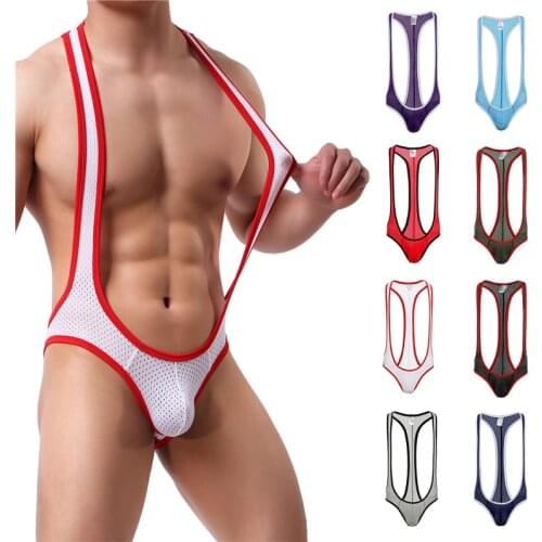Men Sexy Lingerie Bodysuit Split Temptation Hollow Decoration Color Block Summer Clothing Hole In The Back Summer Clothing