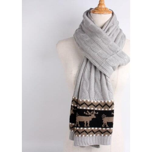 Deer soft winter scarf knitted scarf christmas present for boys and girls warm unisex scarves gifts for man women