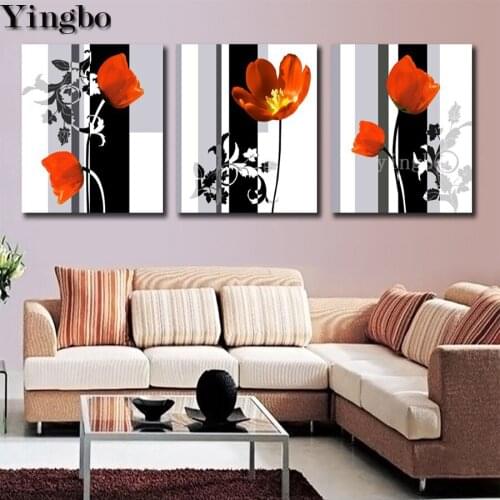 3pcs Flowers Rose Art diy 5D Diamond Painting kits Full Square round drill diamond Mosaic Diamond Embroidery Diamond art Decor