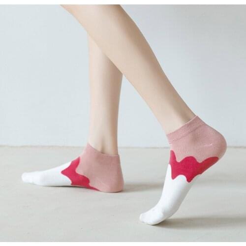 Spring New Asakuchi Gradual Change Woman Crew Socks Japanese Fashion Kawaii Purple Harajuku Socks