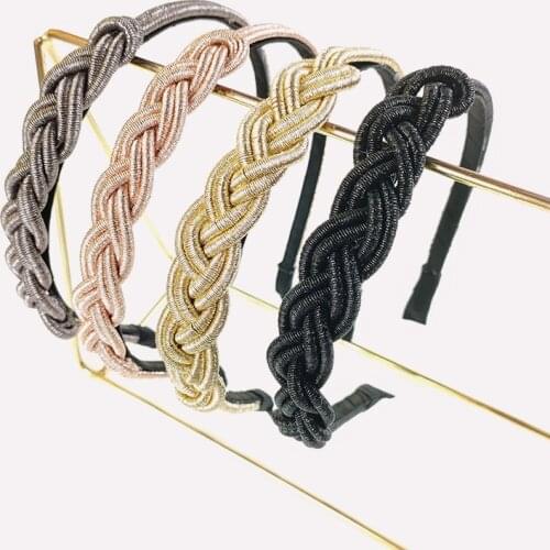 New Fashion Shining String Braided Weaving Hairbands Thin Chain Headbands Handmade Hair Hoop Bezel Women Vintage Headdress