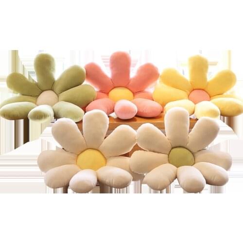 60CM Daisy Plush Plant Pillow Lifelike Sunflower Seat Cushion Down Cotton Filled Yellow Pink Beige Chair Flower Pillow