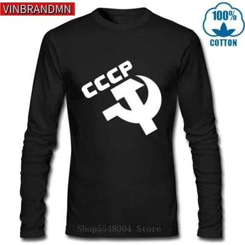 Russian CCCP Logo Vintage Tee shirt men Soviet Union USSR Hammer Sickle Communist Communism T-shirts Summer Casual Cotton Tshirt