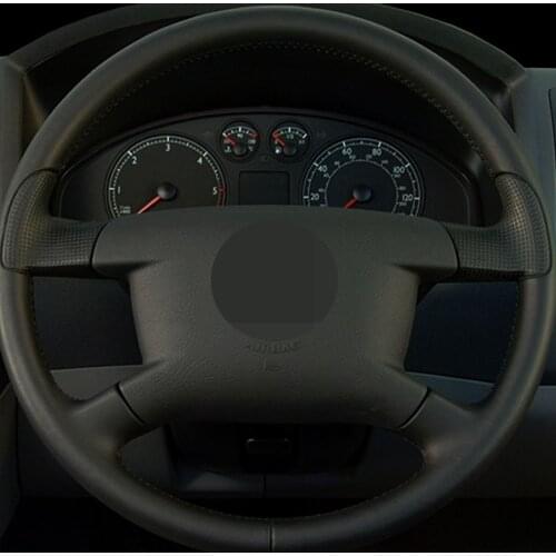 DIY Artificial Leather Black Car Steering Wheel Cover For Volkswagen VW Caddy 2003-2006 Caravelle 2003-2009 Transporter T5 2006
