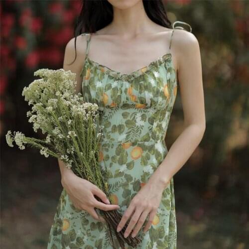 Sexy Floral Fairy Dresses Women Summer Elegant Long Evening Vacation Dress Vintage Beach Backless Print Party Strap Dress 2021