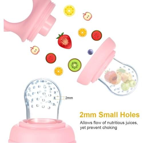 2pcs Baby Bottle Pacifier Food Feeder Fruit Feeder Pacifier for Teething Relief with S/M/L 3 Size Silicone Pacifiers for Infants
