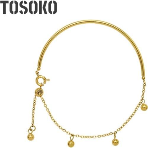 TOSOKO Stainless Steel Jewelry Round Wire Steel Ball Tassel Bracelet Womens Fashion Bracelet BSE213