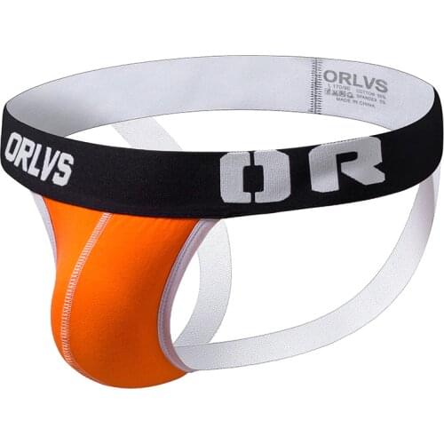 ORLVS Men Panties Jockstrap Cotton Underwear Mens Underpants Sexy Briefs Gay Underpants Male Thongs Slips Homme Jock Strap