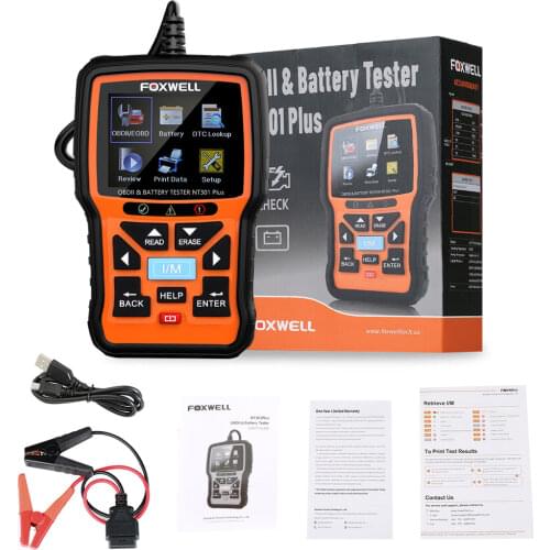 FOXWELL NT301 Plus CAN OBDII/EOBD Code Reader and 12V Battery Tester