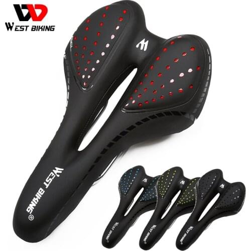 WEST BIKING Bike Saddle Comfortable Silicone Cushion Silica Gel Hollow Cycling Seat Shockproof Mountain Road Bicycle Saddle