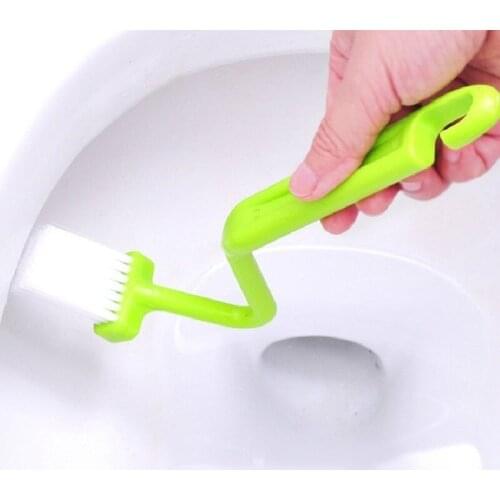 1PC Bathroom WC Cleaning Brush Toilet Cleaning Brush Plastic Toilet Brush Scrubber Curved Clean Side Bending Handle Corner Brush