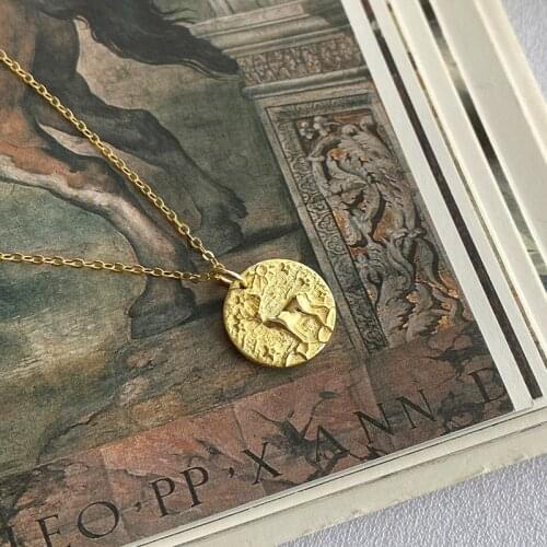 100% Authentic 925 Sterling silver Gold Relief Elk Deer Coin Pendant Choker Necklace Animal FINE Jewelry TLX789