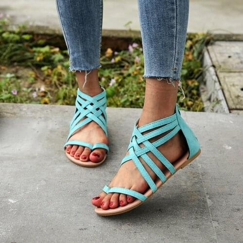 2021 Women Thong Sandals Female Gladiator Cross Casual Flat Ladies Comfortable Shoes Womens Summer Beach Footwear Plus Size