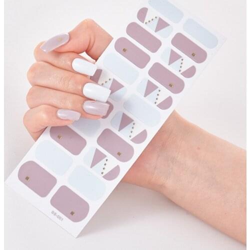 22 Tips/Sheet Solid Color And Striped Manicure Creative Women Salon Nail Wraps DIY Nail Sticker set Sticker For Nails Shiny