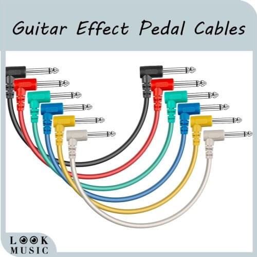 6pcs/Set Guitar Effect Pedal Cables Colorful Plastic Guitar Patch Cables Angled For Electric Guitar Effect Pedals