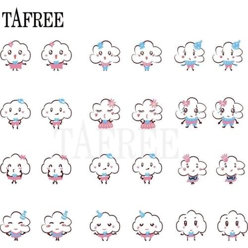 TAFREE Anime Cartoon White Clouds Acrylic Earrings Cute Epoxy Resin Clip on Earrings Tiny ear clip Unusual Jewelry gift ideas