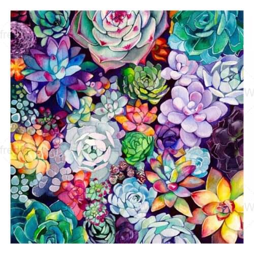 5D Diamond Painting Succulent Plant Full Square Round Drill Diamond Embroidery Cross Stitch Colorful Mosaic Picture Home Decor