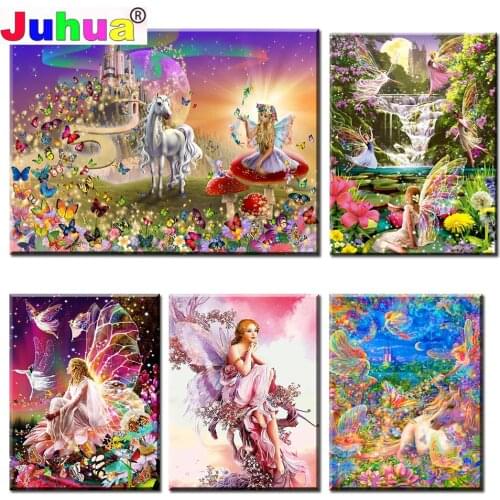 Fantasy Unicorn Fairy diamond painting DIY 3d Daimond embroidery Cartoon Elf Flower 5d full round Square Drill inlaid pattern