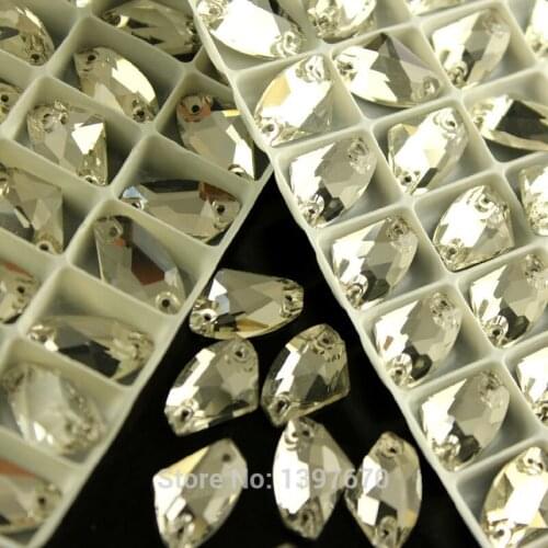 AX Shape clear Sew On Stone 2holes Flatback Sewing crystal diamantes stone for sewing button DIY craft Clothing accessories
