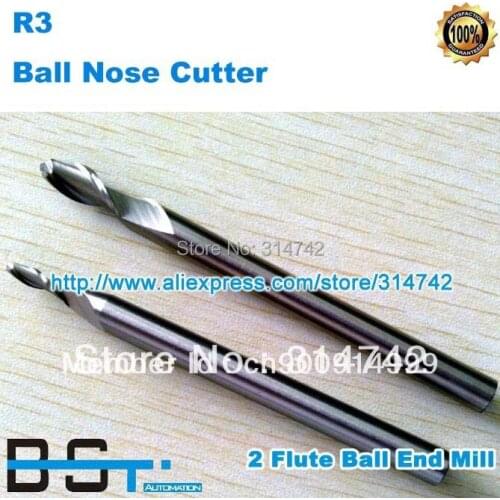 Free shipping for New 6.00mm (R3) 6mm Shank 2 Flutes Ball Cutter Nosed End Mill Cutter