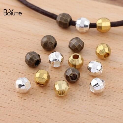 BoYuTe (100 Pieces/Lot) 6MM Laser Earth Beads Factory Direct Sale Diy Metal Brass Beads for Jewelry Making