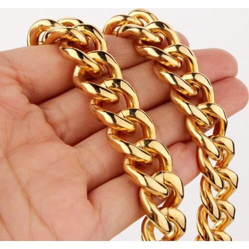7"-40" Choose High Quality 316L Stainless Steel Gold Cuban Curb Link Chain Mens Boys Necklaces or Bracelet Hot Jewelry 13/15mm