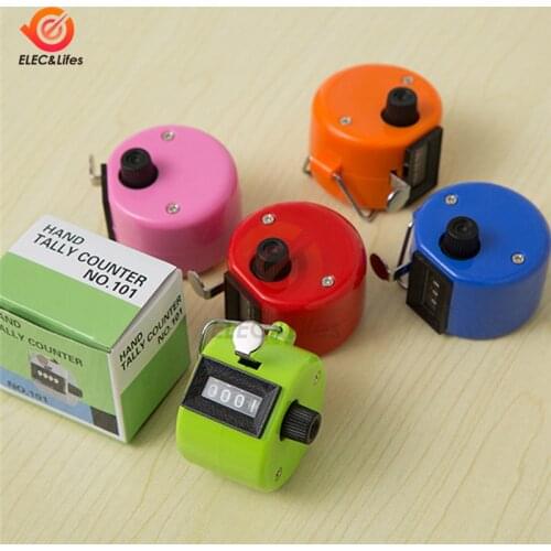 Clicker 4 Digit Number Counters Plastic Shell Hand Finger Display Manual Counting Tally Clicker Timer Soccer Golf Counter