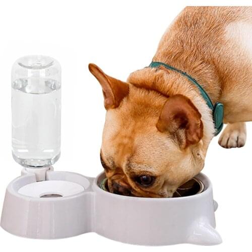 Pet Food Dispenser Automatic Stainless Steel Food Bowl Water Bowl for Cats Dogs
