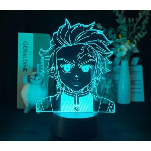 Kimetsu No Yaiba Tanjiro Kamado Figure Led Night Light for Kids Bedroom Decor Nightlight Child Desk 3d Lamp Demon Slayer Gift