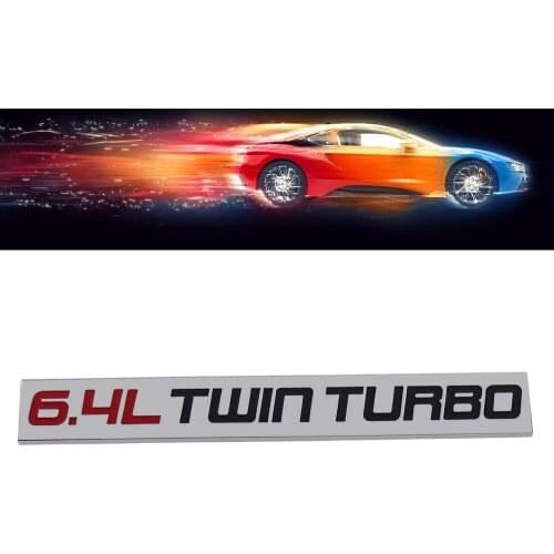 Chrome Red Black 6.4L TWIN TURBO Engine for Fender Trunk Lid Emblem Decal Badge Sticker